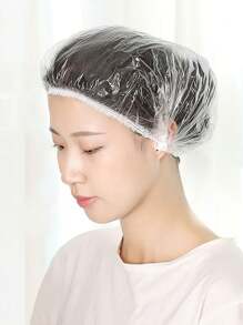 50/100/200pcs Extra Large Thick Disposable Plastic Multi-Functional Shower Caps, Transparent Home Bathroom Decor Fall Decor Back To School