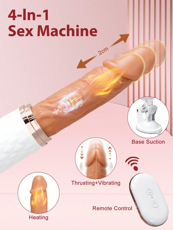 1 Stück realistischer stoßender Dildo-Vibrator mit Griff und Sauger, teleskopierender vibrierender Penis mit Erwärmung für G-Punkt, Vagina und Anal Stimulation, automatische Dildo-Maschine Sexspielzeug für Frauen
