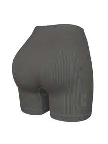 4pcs Women's High Waist Moisture Wicking Solid Color Seamless Sports Shorts, For Everyday Wear