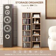 HOMCOM 204 CD Media Display Shelf Unit Set Of 2 Blu-Ray Tower Rack W/ Adjustable Shelves Bookcase Storage Organiser - Coffee Brown - View 5