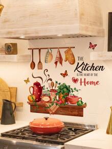 Pegatina decorativa de pared de fondo creativo para la cocina, adecuada para pegatinas de pared autoadhesivas, pegatinas, vinilos decorativos para decoración del hogar, artículos de decoración de primavera para renovar su hogar, pegatinas de decoración de ramas, regalos de cumpleaños, graduación, decoración de cocina - Multicolor - Ver 6