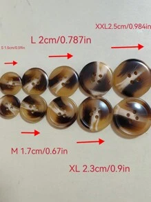 20pcs/Pack Light Khaki Resin Button, Mixed Flower Pattern, Durable And Suitable For Casual Clothes & Coat Button Decoration - Beige - View 3