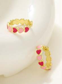 1pair Fashion Heart Shaped Clip-On Earrings, Suitable For Women/Girls Daily, Party, Wedding, Holiday Gift