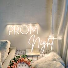 Prom Night Neon Sign, Graduation Party Neon Logo, School Class Gathering, Party, Graduation Ceremony, Home Room, Shop Warm White Neon Decoration - White - View 2