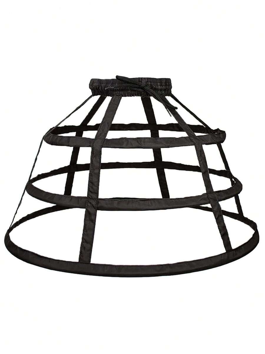 1pc Women Elastic Solid Petticoat, For Wedding Party - Black - View 1