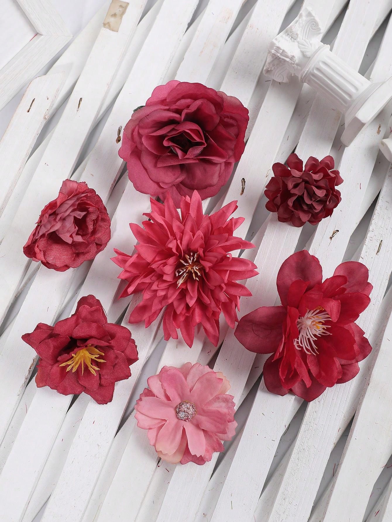 21pcs Red Artificial Flower Material Set SHEIN EUR