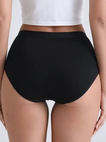 6pcs Women's Solid Color Casual Minimalist Comfortable Breathable Mid-Waist Panty