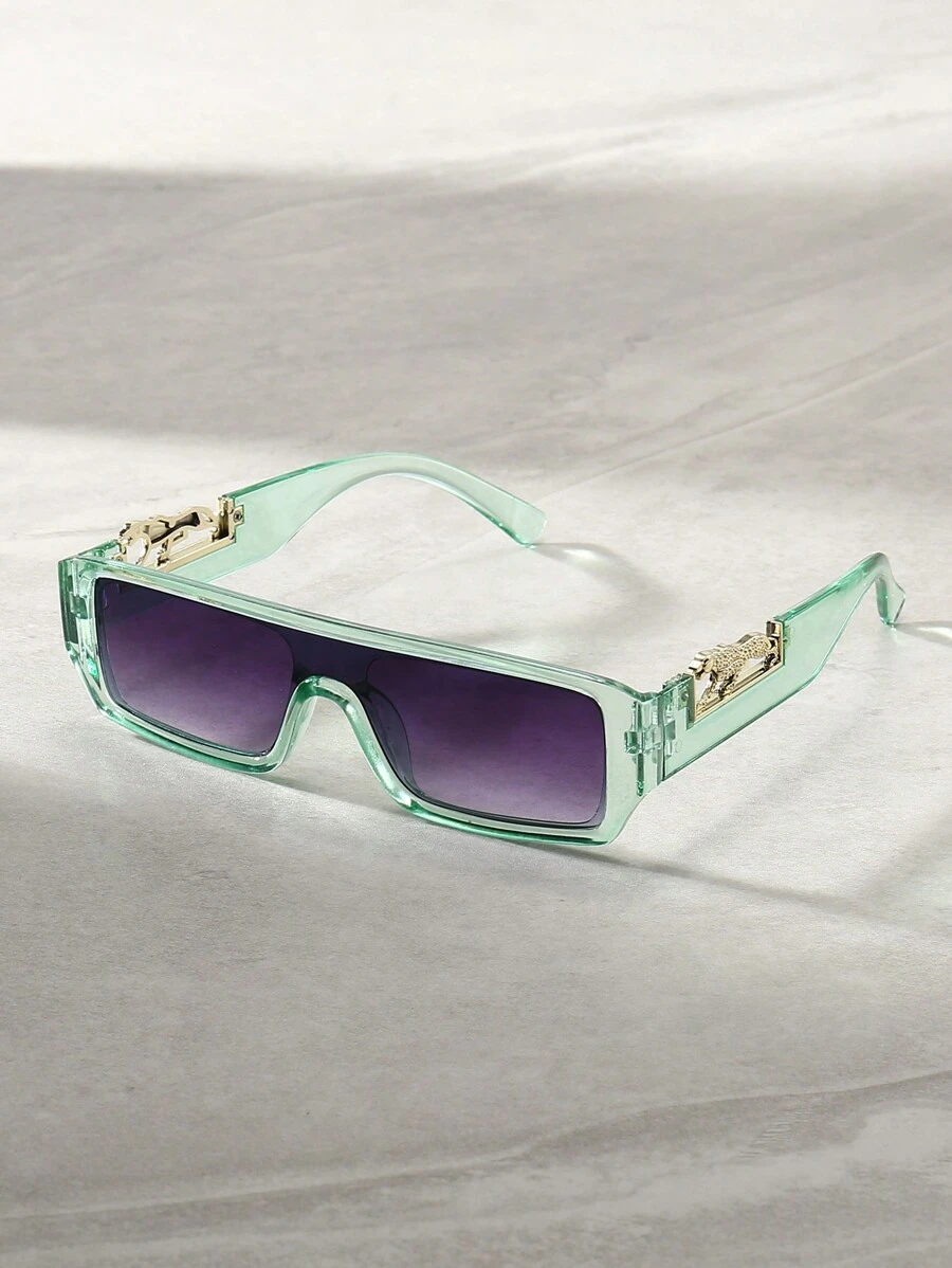 1pc  Fashion Glasses Leopard Print  For Men, Black Summer Beach Photography Accessory Beach Accessories Glasses Shades For Summer Beach Vacation,Outdoor,Travel - Mint Green - View 1