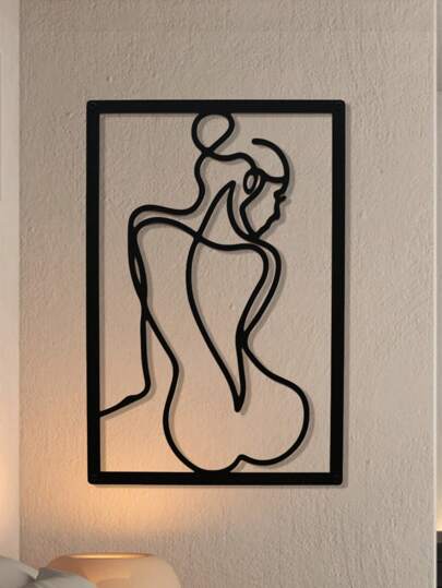 1pc Abstract Line Drawing Female Backside Iron Metal Wall Art, Living Room, Bedroom Wall Decor With Size Of 45*30cm,Home Decor ,Room Decor,Wall Decor