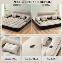 Air Mattress Inflatable Bed, Inflatable Bed With Cushion And Backrest - Beis - Ver 2