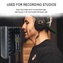 Microphone Isolation Shield, Foldable Mic Shield With Triple Sound Insulation Podcasts, Singing, And Broadcasting - S - View 8