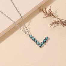 Turquoise Letter Pendant Necklace