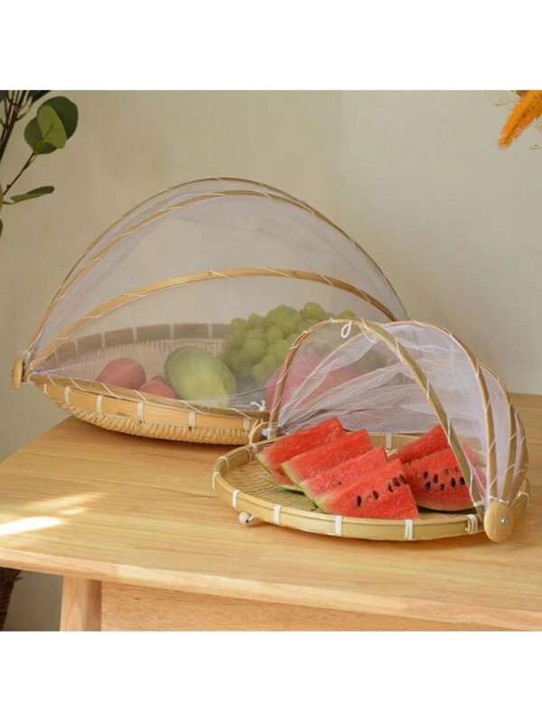1pc Handmade Bamboo Woven Storage Basket, Household Anti-Mosquito Insect Bamboo Basket, Drying Bamboo Woven Dustpan With Hole, Baking Vegetable Bamboo Basket, Rural Style, For Kitchen Storage And Drying, Kitchen Utensil