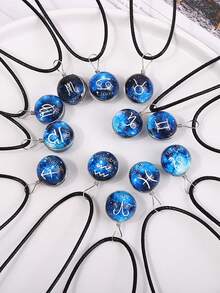 1 件玻璃材质星空发光星座形吊坠项链，适合锁骨，森系风格，Ins 珠宝 - 寶藍色 - 查看 1