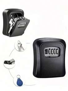 [Upgraded Alloy]Key Lock Box For Outside - Wall Mount Lockbox For House Keys Outdoor - Combination Key Hiders To Hide A Key - Waterproof Key Storage Lock Box - Black - View 10