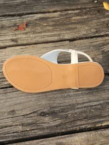 Của phụ nữ Kim cương & Pha lê Trang trí Mùa hè Dép phẳng , Chống trượt bờ biển Kỳ nghỉ Giày lười Dép đi trong nhà , Đúng mốt - trắng - Xem 8