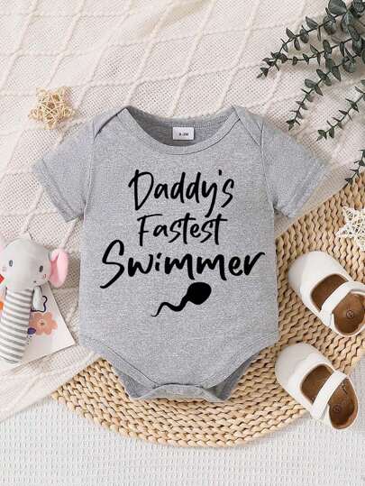 Ropa de una sola pieza linda de algodón para recién nacidos, unisex con letras impresas para bebé niño o niña