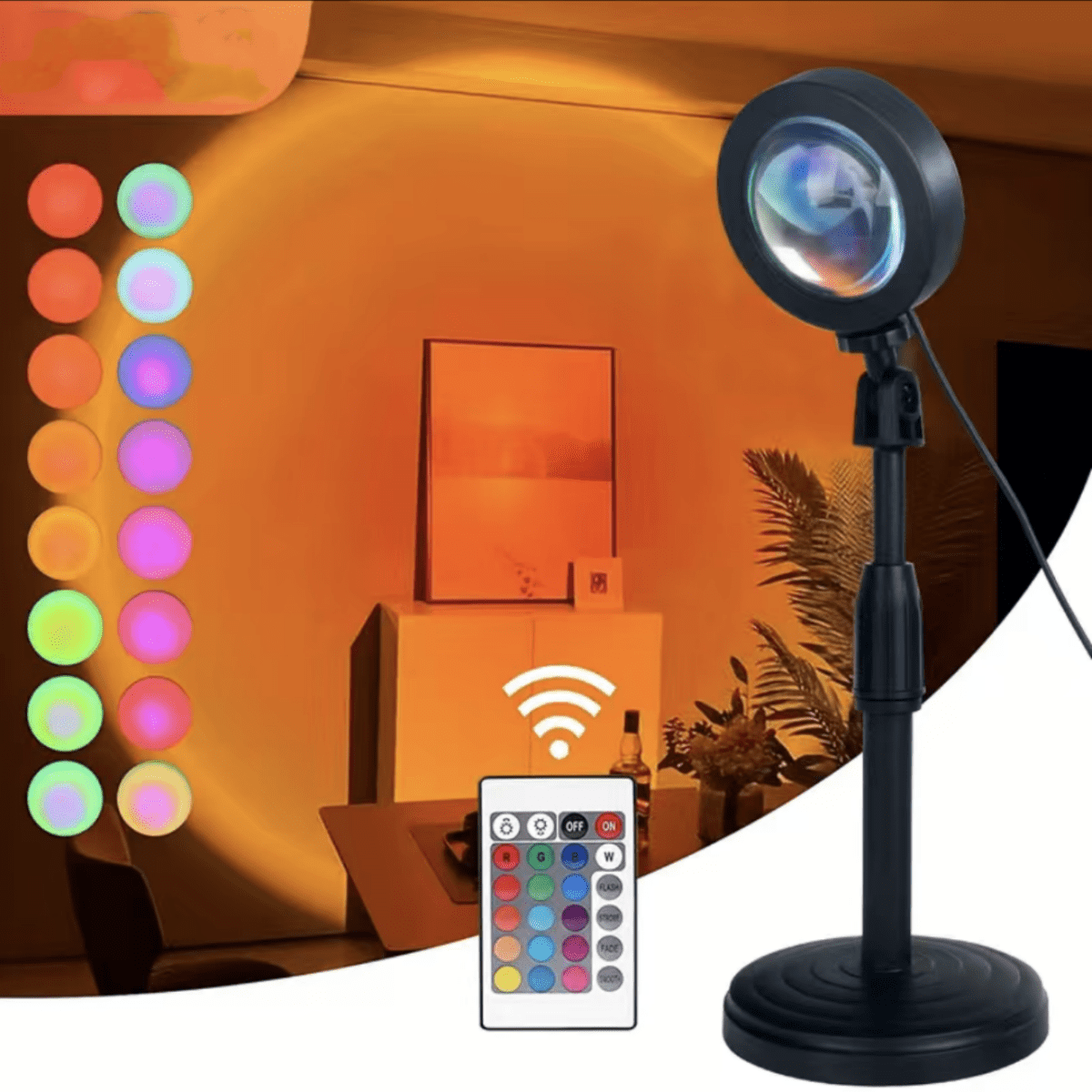 1pc Sunset Lamp, 16 Colors Sunset Projection Lamp With Remote, Sunset