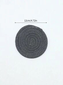 1pc 12cm Coaster, Woven Round Drink Insulation Mat, Absorbent Anti-Heat Cup Pad - Dark Grey - View 2