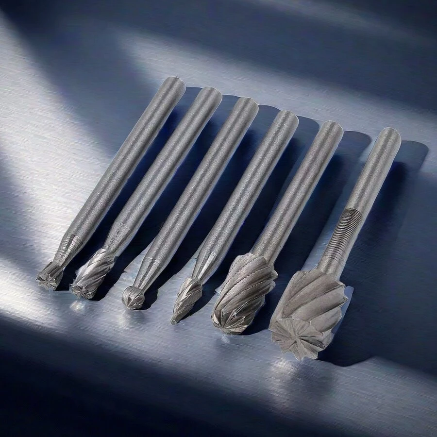 6pcs High Speed Steel Rotary File Set, Grinding & Polishing Tool For Diy Carpentry With Electric Rotary Tools - Silver - View 1