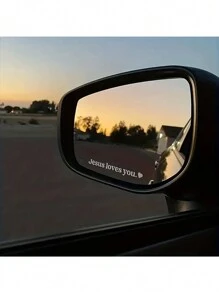 2pcs "Jesus Loves You " Car Stickers, Driving Stickers,Car Rearview Mirror Stickers - White - View 3