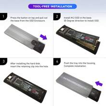 M2 Ssd保護盒m.2 Nvme Sata Ssd外接盒10gbps Usb 3.2 Gen2 Usb C 外置盒,支援m和b＆m鍵,最高支援4tb的m.2 2230/2242/2260/2280 Ssd - 灰色 - 查看 6