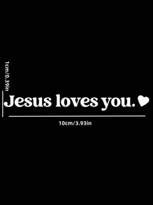 2pcs "Jesus Loves You " Car Stickers, Driving Stickers,Car Rearview Mirror Stickers - White - View 2