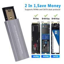 M2 Ssd保護盒m.2 Nvme Sata Ssd外接盒10gbps Usb 3.2 Gen2 Usb C 外置盒,支援m和b＆m鍵,最高支援4tb的m.2 2230/2242/2260/2280 Ssd - 灰色 - 查看 5