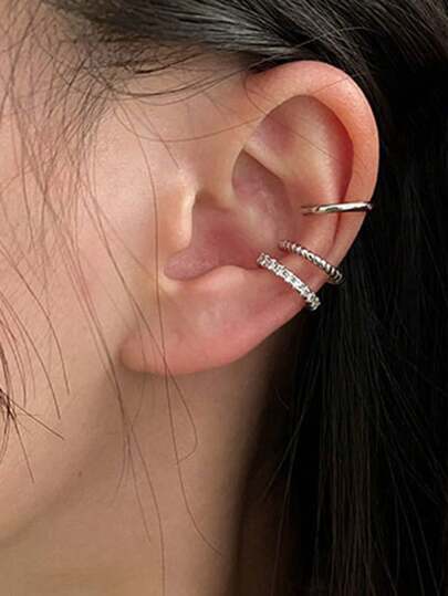 3 件套时尚简约水钻夹式耳环套装，适合女士，适合约会、派对、日常佩戴、情人节礼物、妈妈、母亲、母亲节、礼物