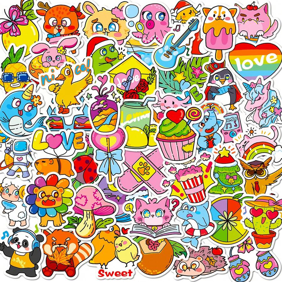 50 cái/gói Dễ thương Động vật  Không thấm nước DIY Creative Viết tháu Hình dán , Máy tính xách tay Ốp lưng & bao da điện thoại Đàn ghi ta Ván trượt Nước Chai Bội thu Mũ sắt của lính Ván trượt tuyết Hành lý Tủ lạnh Cửa Cửa sổ Nhà  Viết tháu Đồ trang trí Hình dán - Nhiều màu - Xem 1