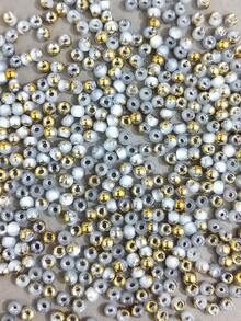 20克4毫米半金半玉米形珠子,散珠適用於手工串珠手鍊、耳環和編織配件製作 - 4mm半金半玉圓珠 - 查看 3