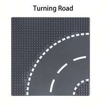 1件裝小顆粒道路積木配件底板,適用於各種積木、交叉路口、丁字路口、彎道、都市道路底板 - 彩色 - 查看 2