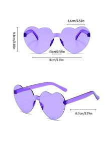 Cute 1pc Transparent Purple Heart Shaped One-Piece Glasses Shades Beach Accessories Halloween Beach Accessories For Women Glasses Shades Valentine's Day For Summer Beach Vacation,Outdoor,Travel