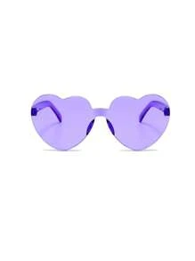 Cute 1pc Transparent Purple Heart Shaped One-Piece Glasses Shades Beach Accessories Halloween Beach Accessories For Women Glasses Shades Valentine's Day For Summer Beach Vacation,Outdoor,Travel