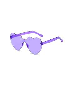 Cute 1pc Transparent Purple Heart Shaped One-Piece Glasses Shades Beach Accessories Halloween Beach Accessories For Women Glasses Shades Valentine's Day For Summer Beach Vacation,Outdoor,Travel