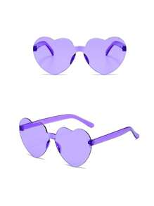 Cute 1pc Transparent Purple Heart Shaped One-Piece Glasses Shades Beach Accessories Halloween Beach Accessories For Women Glasses Shades Valentine's Day For Summer Beach Vacation,Outdoor,Travel