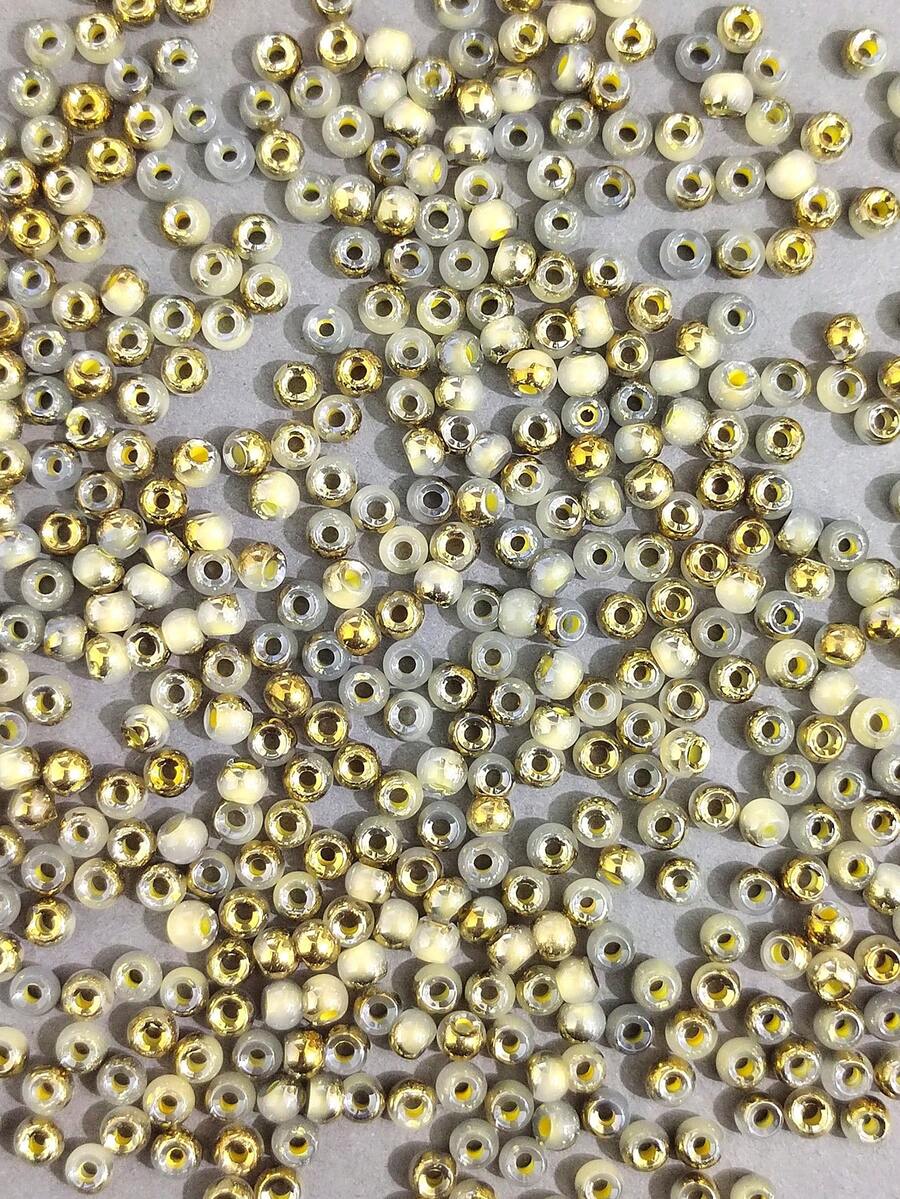 20克4毫米半金半玉米形珠子,散珠適用於手工串珠手鍊、耳環和編織配件製作 - 4mm半金半玉圓珠 - 查看 1