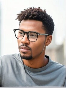 1pc Men's Retro Fashion Big Frame Glasses Clear Lens Eyewear Suitable For Daily Wear - Black - View 1