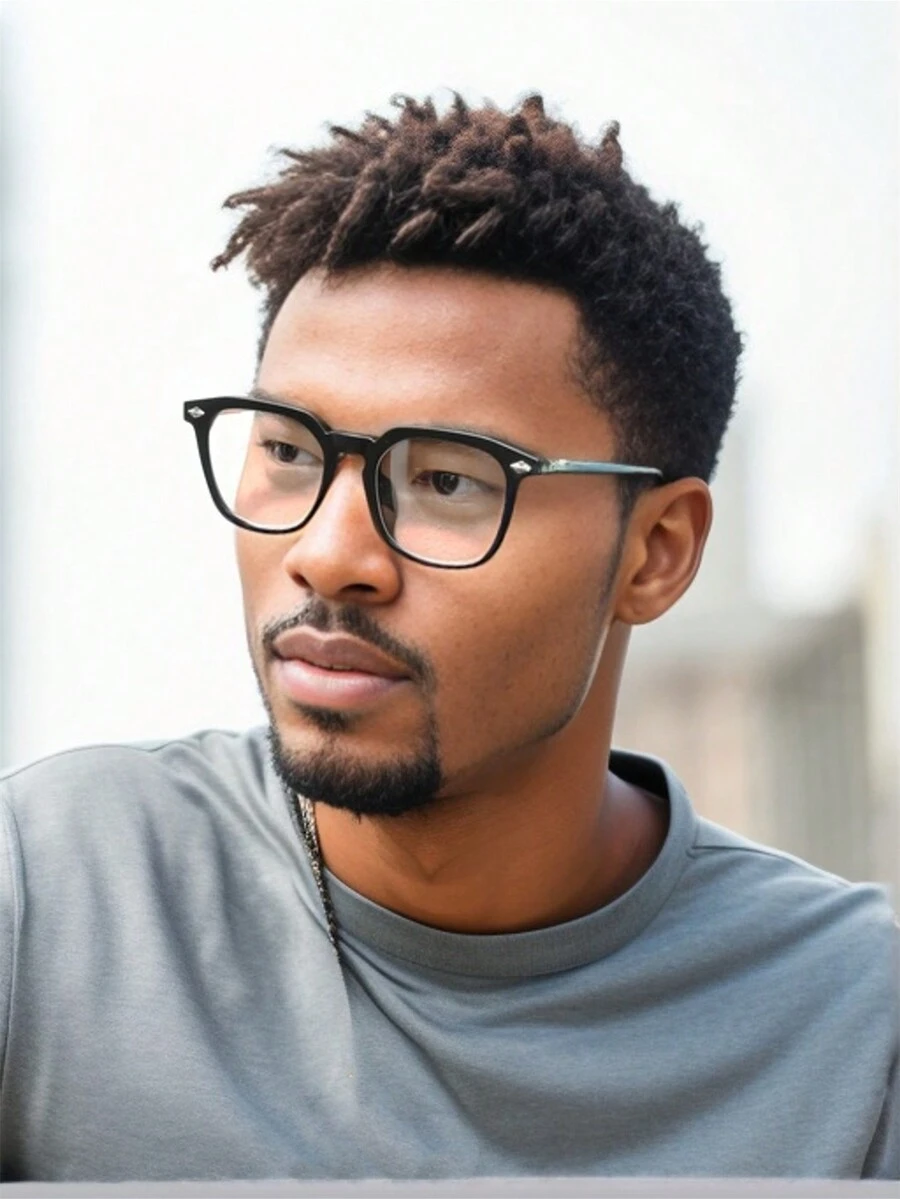 1pc Men's Retro Fashion Big Frame Glasses Clear Lens Eyewear Suitable For Daily Wear - Black - View 1