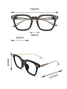 1pc Men's Retro Fashion Big Frame Glasses Clear Lens Eyewear Suitable For Daily Wear - Black - View 4