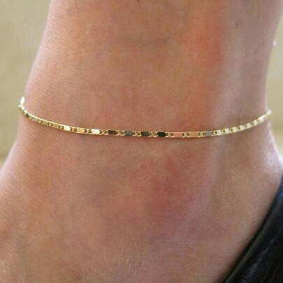 Un simple estilo de cadena de moda de tobillo para mujeres, cadena de pie de aleación para vacaciones en la playa, cadena de pie de verano para mujeres