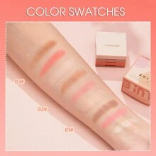 UCANBE 5 Colors Face Blusher Palette Waterproof Matte Long Lasting Lightweight Blush Powder Pink Coral Blushing Pallet With Brush Mirror Women Makeup Gift Set Kit
