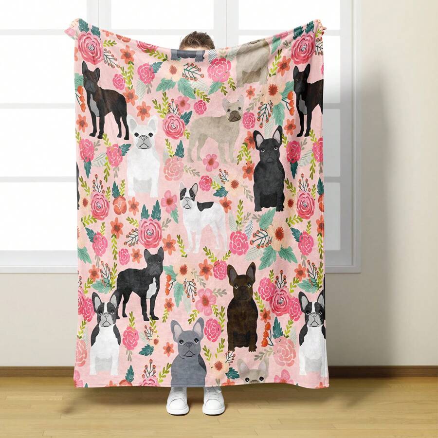 1 Miếng Flannel Ném cái mền , Hoa Và Chó Chăn , Retro Lá thư Con tem Nhẹ Mềm mại Ấm áp Chăn , PASTORAL Thân thiện Sang trọng Tất cả các mùa phổ cập Chăn Cho Giường Đi văng Ô tô/xe hơi Văn phòng - Nhiều màu - Xem 1