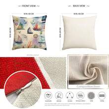 1入組帆布製裝飾靠墊套,帶航海冒險圖案,非常適合鄉村風格家居裝飾,18x18英寸,適用於臥室、客廳沙發、靠墊等 - 彩色 - 查看 2