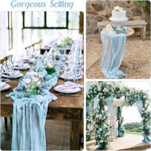 1/2/4/6pcs 35*118 Inch Velvet Green Table Runner, Boho Sheer Chiffon Table Runner, Transparent Table Scarf Decor For Party, Wedding, Bridal Shower, Birthday, Holiday, Christmas Dining Table (Multi-Color Available)