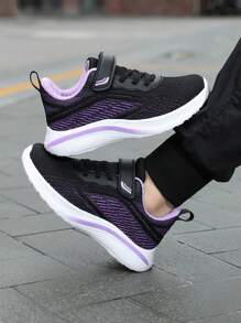 1 Par De Tênis Esportivos Respiráveis De Malha Para Meninas, Tênis De Corrida Leves Com Sola Macia E Design De Corte Baixo Para Crianças