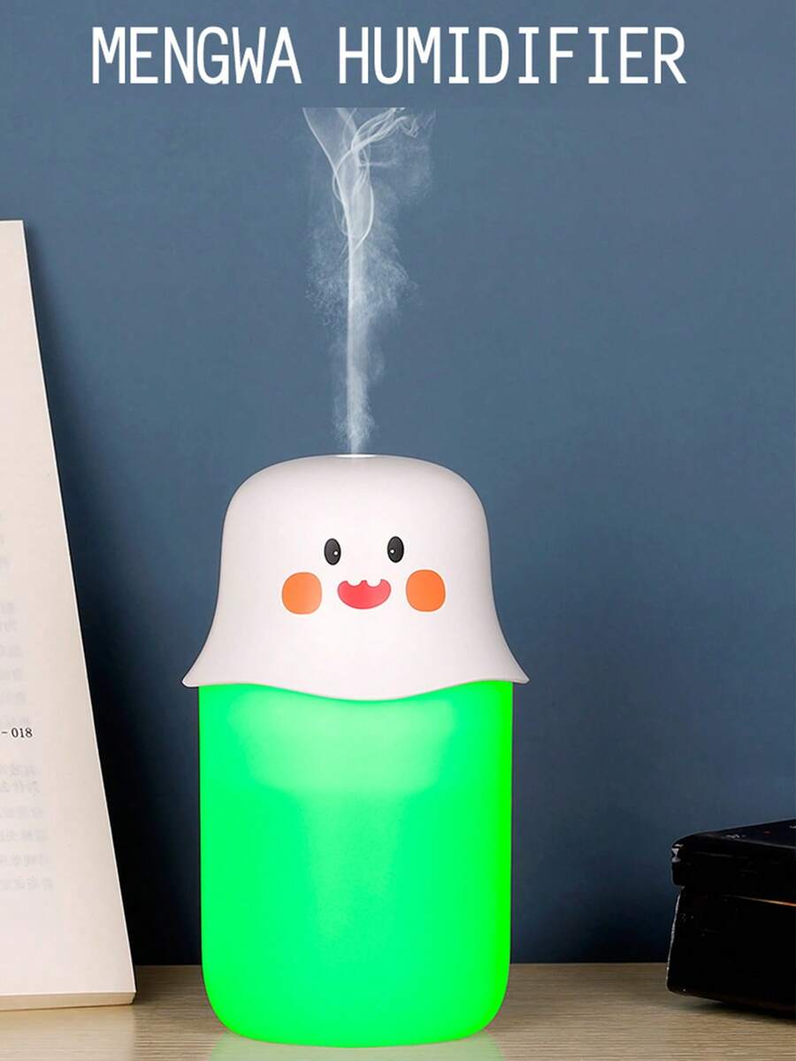 1 Pieza 230 Ml Difusor De Humedad De Escritorio De Diseño De Expresión De Caricatura, Recargable Con Usb - Blanco - Ver 1