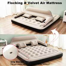 Air Mattress Inflatable Bed, Inflatable Bed With Cushion And Backrest - Beis - Ver 3