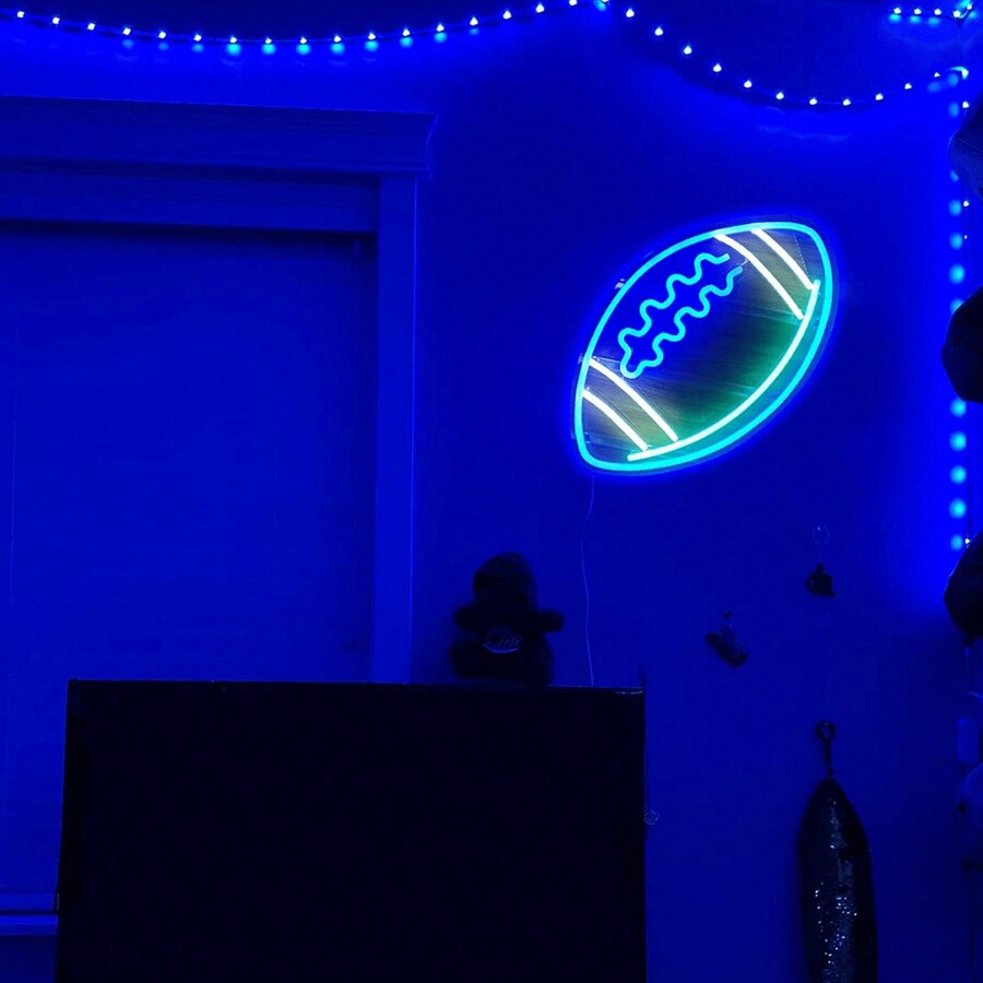 Football Neon Sign Blue Neon Light Decor Neon Wall Decor Neon Lamp 