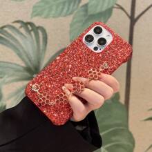 1個高級奢華的diy花朵手帶手機殼,配有閃亮的鑽石設計,適用於蘋果iphone 15promax/三星 S23/oppo Reno7 4g - 紅色 - 查看 7